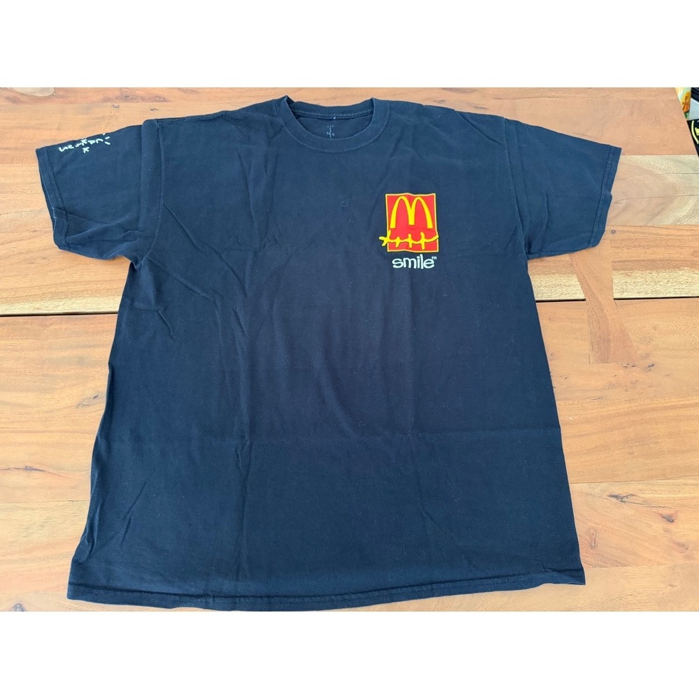 Travis Scott Cactus Jack x McDonalds Smile T-Shirt Black Men's Sz Large